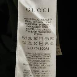 مملوكة مسبقًا تي شيرت غووتشي رقبة مستديرة جيرسي طبعة شعار أسود مقاس كبير