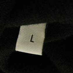 مملوكة مسبقًا تي شيرت غووتشي رقبة مستديرة جيرسي طبعة شعار أسود مقاس كبير