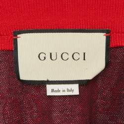 Pre Owned Gucci Navy Blue GG Jacquard Cotton Knit Zip-Up Jacket S