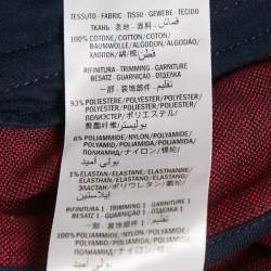 Pre Owned Gucci Navy Blue GG Jacquard Cotton Knit Zip-Up Jacket S