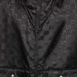 Pre Owned Gucci Black GG Supreme Monogram Nylon Jacquard Zip-Up Hooded Jacket XXXL