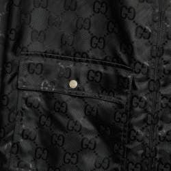 Pre Owned Gucci Black GG Supreme Monogram Nylon Jacquard Zip-Up Hooded Jacket XXXL