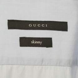 Pre Owned Gucci Blue Cotton Long Sleeve Skinny Shirt M