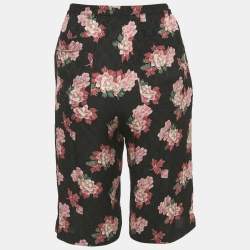 Pre Owned Gucci Black Floral Print Silk Shorts M