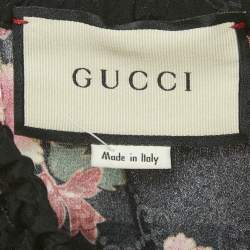 Pre Owned Gucci Black Floral Print Silk Shorts M
