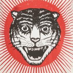 Pre Owned Gucci Cream Tiger Print Jersey Web Trim T-Shirt S