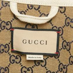 Pre Owned Gucci Ivory Maxi GG Denim Button Front Jacket M