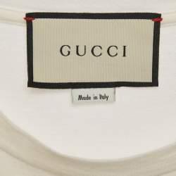 Pre Owned Gucci White Tiger Head Print Cotton T-Shirt S
