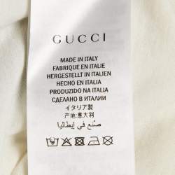 Pre Owned Gucci White Tiger Head Print Cotton T-Shirt S