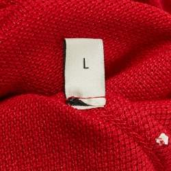 Pre Owned Gucci Red Pique Web Collar Polo T-Shirt L