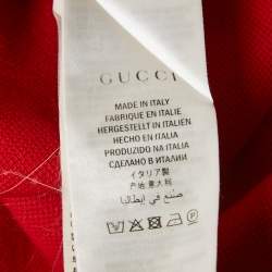 مملوكة مسبقًا Gucci Red Logo Applique Cotton Polo T-Shirt M 