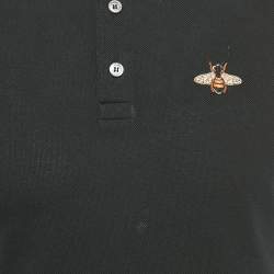 Pre Owned Gucci Black Contrast Trim Cotton Polo T-Shirt M