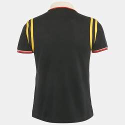 Pre Owned Gucci Black Contrast Trim Cotton Polo T-Shirt M