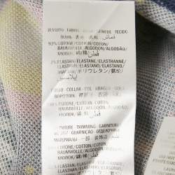 Pre Owned Gucci Blue Space Print Pique Rib Collar Polo T-Shirt M