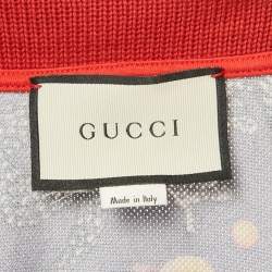 Pre Owned Gucci Blue Space Print Pique Rib Collar Polo T-Shirt M