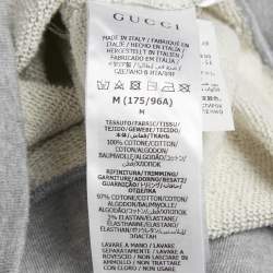 Pre Owned Gucci Grey Printed Cotton Hooded Sweatshirt M