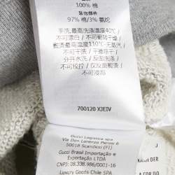 Pre Owned Gucci Grey Printed Cotton Hooded Sweatshirt M