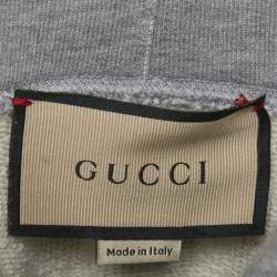 Pre Owned Gucci Grey Printed Cotton Hooded Sweatshirt M