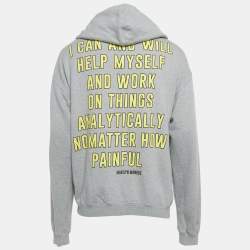 Pre Owned Gucci Grey Printed Cotton Hooded Sweatshirt M
