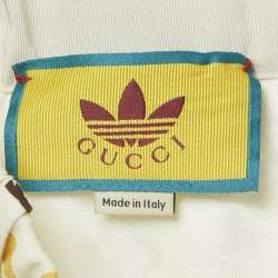 Pre Owned Gucci x Adidas Cream/Yellow Monogram Print Viscose Shorts S