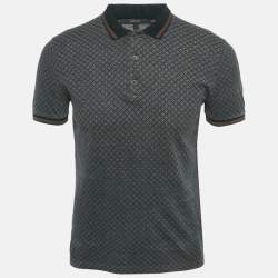 Pre Owned Gucci Navy Blue Icon Diamante Monogram Cotton Polo T-Shirt S