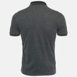 Pre Owned Gucci Navy Blue Icon Diamante Monogram Cotton Polo T-Shirt S