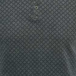 Pre Owned Gucci Navy Blue Icon Diamante Monogram Cotton Polo T-Shirt S