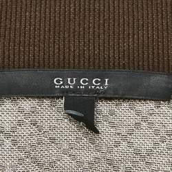 Pre Owned Gucci Brown Jacquard Knit Polo T-Shirt S