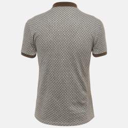 Pre Owned Gucci Brown Jacquard Knit Polo T-Shirt S