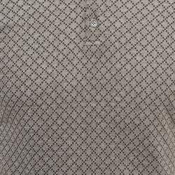 Pre Owned Gucci Brown Jacquard Knit Polo T-Shirt S