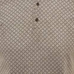 Pre Owned Gucci Brown Diamond Patterned Cotton Polo T-Shirt M
