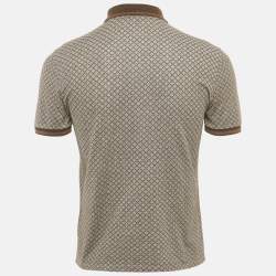 Pre Owned Gucci Brown Diamond Patterned Cotton Polo T-Shirt M