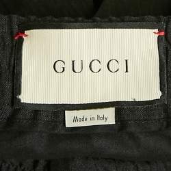Pre Owned Gucci Black Grey Wool Drawstring Trousers M
