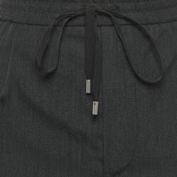 Pre Owned Gucci Black Grey Wool Drawstring Trousers M