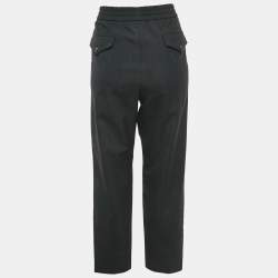 Pre Owned Gucci Black Grey Wool Drawstring Trousers M