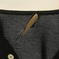 Pre Owned Gucci Black Pique Web Collar Polo T-Shirt M