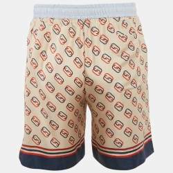 Pre Owned Gucci Multicolor GG Print Silk Shorts M
