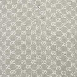 Pre Owned Gucci Grey /White Logo Pattern Cotton Polo T-Shirt L