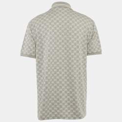 Pre Owned Gucci Grey /White Logo Pattern Cotton Polo T-Shirt L