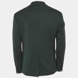 Pre Owned Gucci Green Snake Embroidered Crepe Wool Single Breasted Blazer M