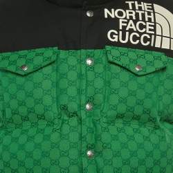 Pre Owned The North Face x Gucci Green logo Pattern Gillet Down Jacket L