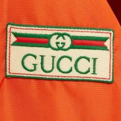 Pre Owned جاكيت غوتشي بلوزون نايلون أخضر/برتقالي GG مقاس كبير (لارج)