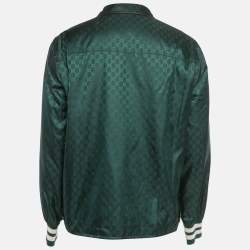 Pre Owned جاكيت غوتشي بلوزون نايلون أخضر/برتقالي GG مقاس كبير (لارج)