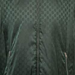 Pre Owned جاكيت غوتشي بلوزون نايلون أخضر/برتقالي GG مقاس كبير (لارج)