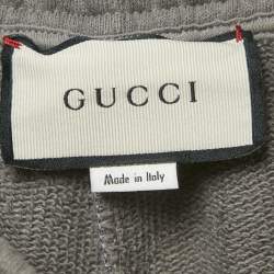 Pre Owned Gucci Grey GG Side Stripe Cotton Joggers S