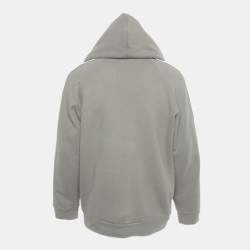 Pre Owned Gucci Grey GG Band Trim Cotton Hoodie L