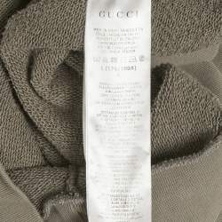 Pre Owned Gucci Grey GG Band Trim Cotton Hoodie L