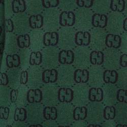 Pre Owned Gucci Green GG Web Intarsia Wool V-Neck Sweater M