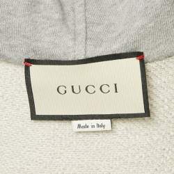 Pre Owned Gucci Grey GG Band Trim Cotton Zip-Up Hoodie XL
