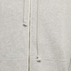 Pre Owned Gucci Grey GG Band Trim Cotton Zip-Up Hoodie XL